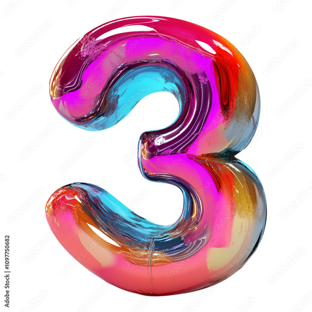 PNG Abstract number '3' Front View on transparent Background PNG Abstract number '3' Front View on transparent Background