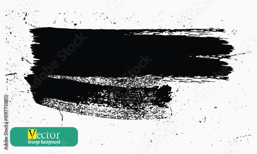 Rough grunge chipped edges, Grunge Brush Smears, Vector Brush Stroke. Grunge Paint Stripes. Black Isolated Paintbrush. Black Brush strokes isolated on white background. 