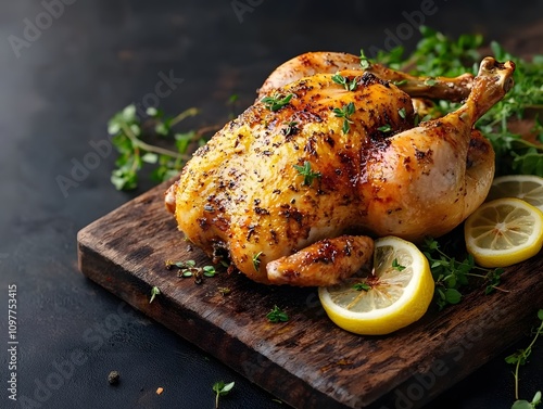 Wallpaper Mural Golden Roasted Chicken with Citrus Glaze and Fresh Herbs Torontodigital.ca