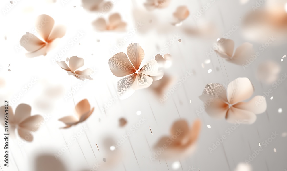 Obraz premium A serene image of floating light-colored flowers against a soft, blurred background.