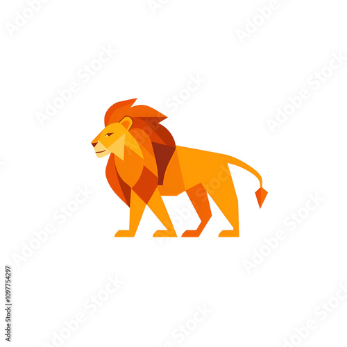 Dynamic lion illustration graphic design digital art minimalist style creative perspective branding concept photo