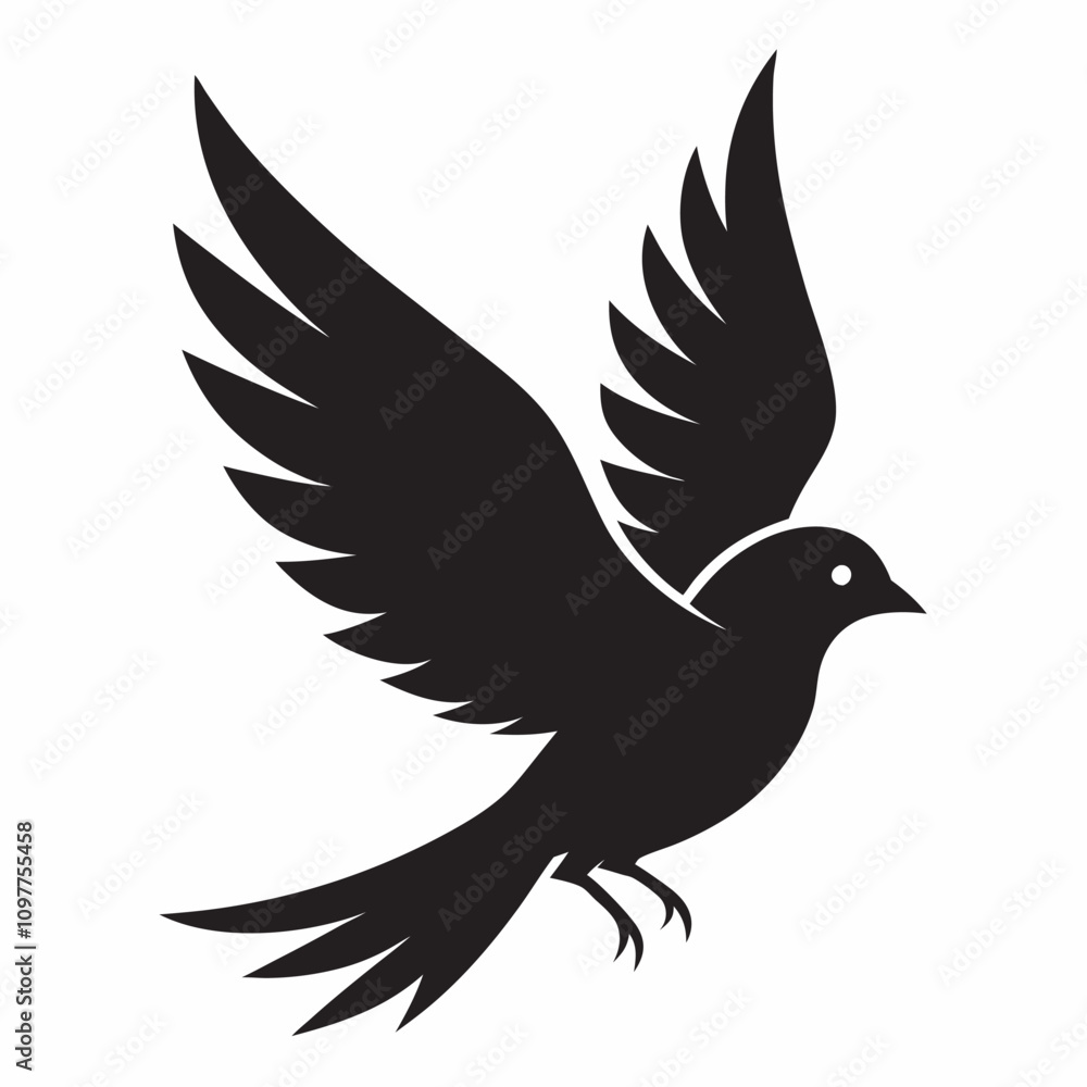 Fototapeta premium A vector silhouette flying bird on a white background