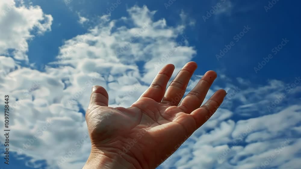 Exploring freedom and serenity: a hand reaching Exploring freedom and serenity: a hand reaching