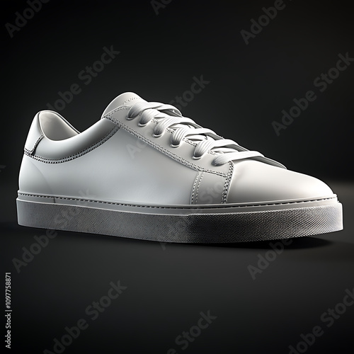 photo realistic all white work shoe against black background, showcasing its sleek design and modern style. Perfect for fashion and footwear enthusiasts photo