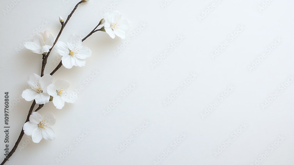 Elegant white blossoms on minimalist background. Elegant white blossoms on minimalist background.