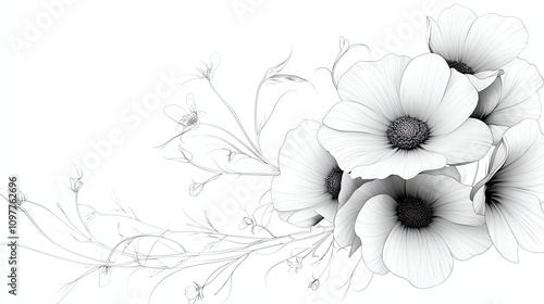 Elegant sketch of delicate blooming flowers photo