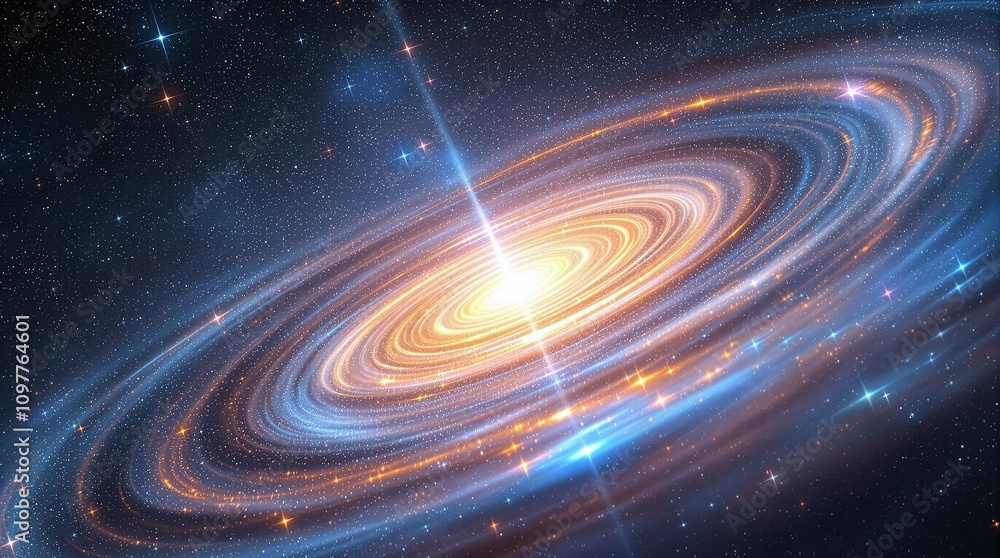 Obraz premium Spiral Galaxy, Cosmic Swirl, Stars and Nebulae