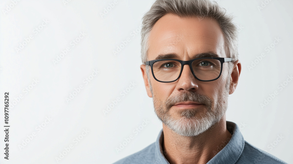 A middle-aged professional man with salt-and-pepper hair, wearing glasses A middle-aged professional man with salt-and-pepper hair, wearing glasses
