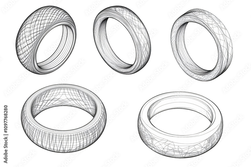 Futuristic Geometric Rings. Minimalistic 3D Art Concept Futuristic Geometric Rings. Minimalistic 3D Art Concept