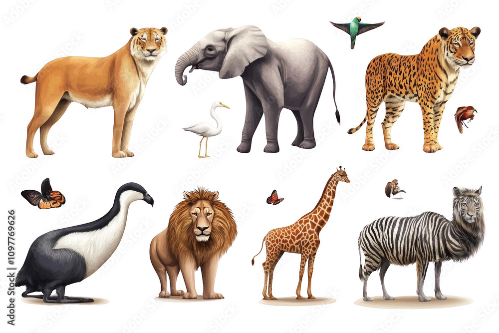 Obraz premium Captivating Wildlife Display. Realistic and Detailed Animal Figures Concept