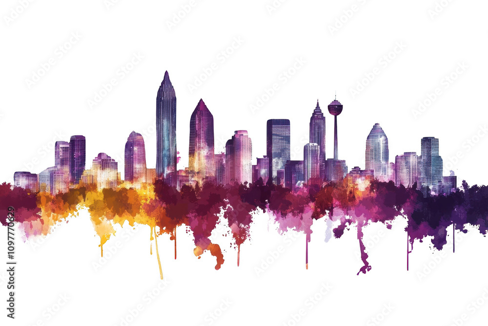 Captivating Urban Landscape. Atlanta Skyline Isolated on White Background Realistic, Detailed 1 Concept Captivating Urban Landscape. Atlanta Skyline Isolated on White Background Realistic, Detailed 1 Concept
