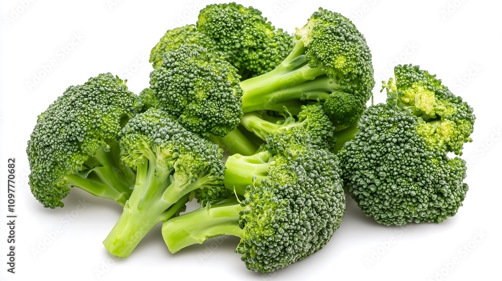 Fresh green broccoli florets isolated on white background. (1) Fresh green broccoli florets isolated on white background. (1)