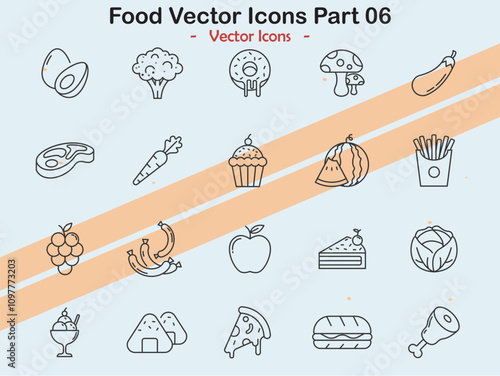 Icons representing additional food and culinary themes in vector style