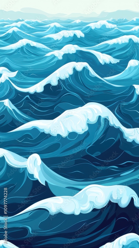 Vibrant blue ocean waves create a dynamic and calming seascape, showcasing the beauty of nature's movement. Vibrant blue ocean waves create a dynamic and calming seascape, showcasing the beauty of nature's movement.