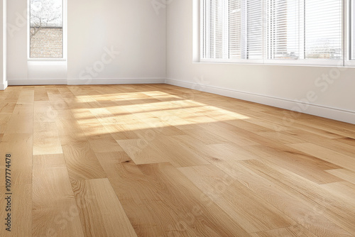 Wallpaper Mural bright, empty room featuring light wood flooring and large windows, creating warm and inviting atmosphere. sunlight enhances natural beauty of wood Torontodigital.ca