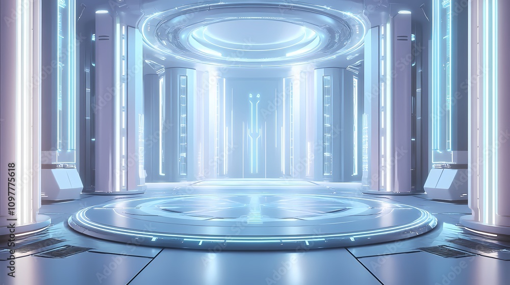 Digital technology Blue and white game city circular booth illustration poster background Digital technology Blue and white game city circular booth illustration poster background