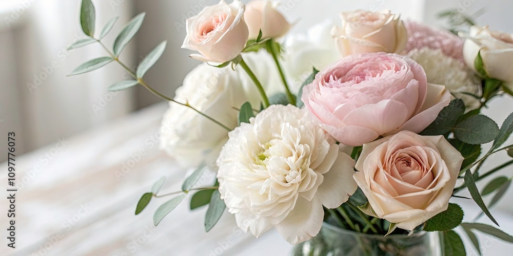 Obraz premium Serene Floral Arrangement in Soft Colors for Tranquil Spaces