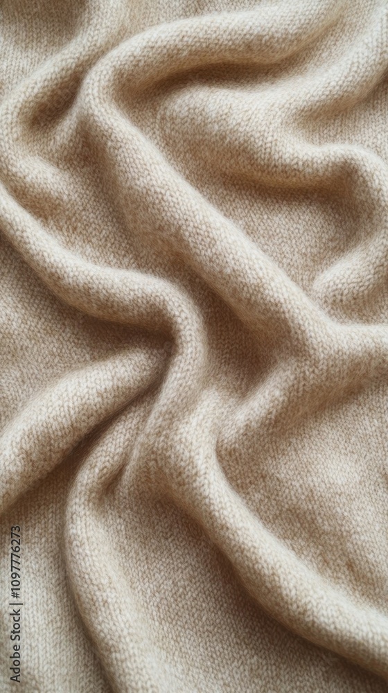 Fototapeta premium Soft beige fabric draped elegantly, exuding warmth and comfort.