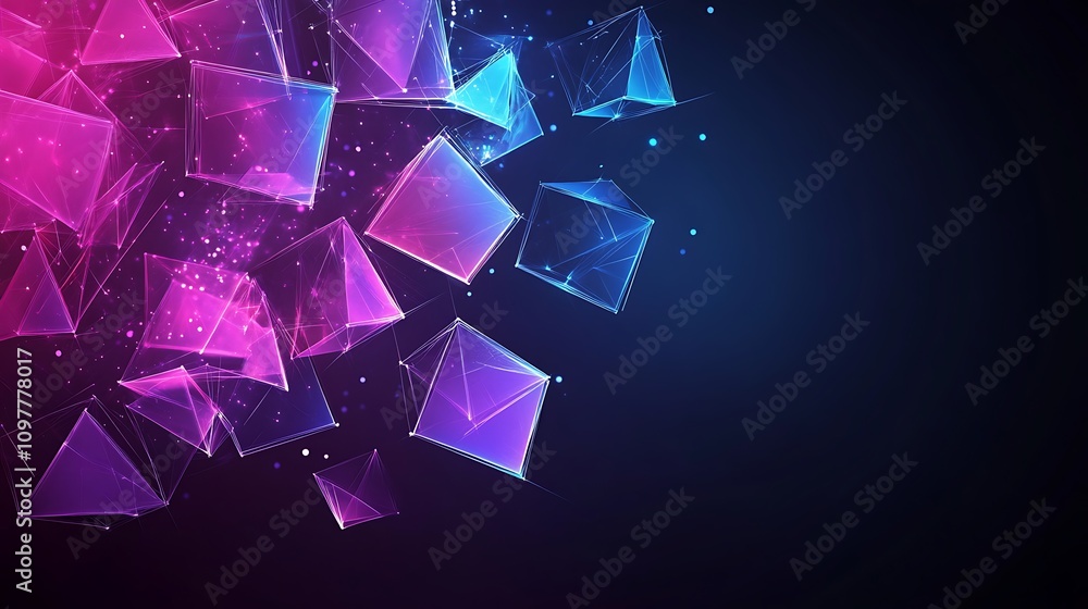 © Pumapala - Abstract geometric shapes in vibrant colors creating a modern digital background. © Pumapala - Abstract geometric shapes in vibrant colors creating a modern digital background.