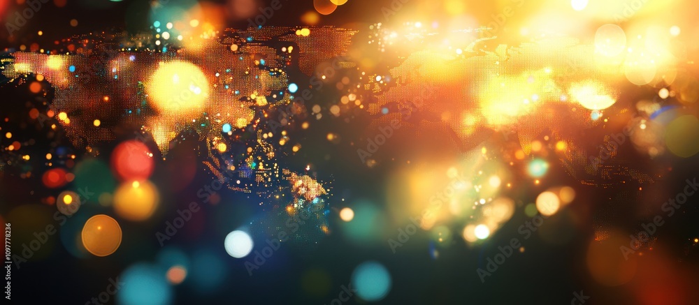 Obraz premium Abstract representation of a vibrant, illuminated world with colorful bokeh effects.