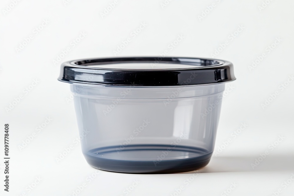 BPA-free plastic container packaging with a snap-on lid isolated on a white background BPA-free plastic container packaging with a snap-on lid isolated on a white background