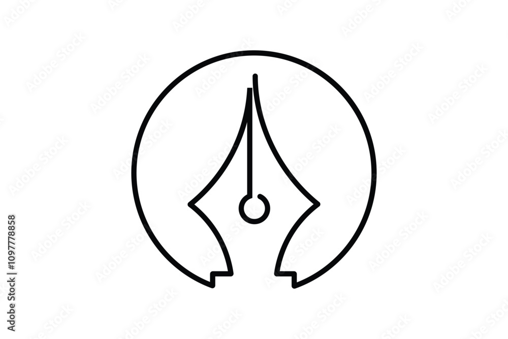 One continuous line drawing of the Fountain Pen nib symbol in a simple minimal linear style. Doodle contour pen nib vector artwork. One continuous line drawing of the Fountain Pen nib symbol in a simple minimal linear style. Doodle contour pen nib vector artwork.