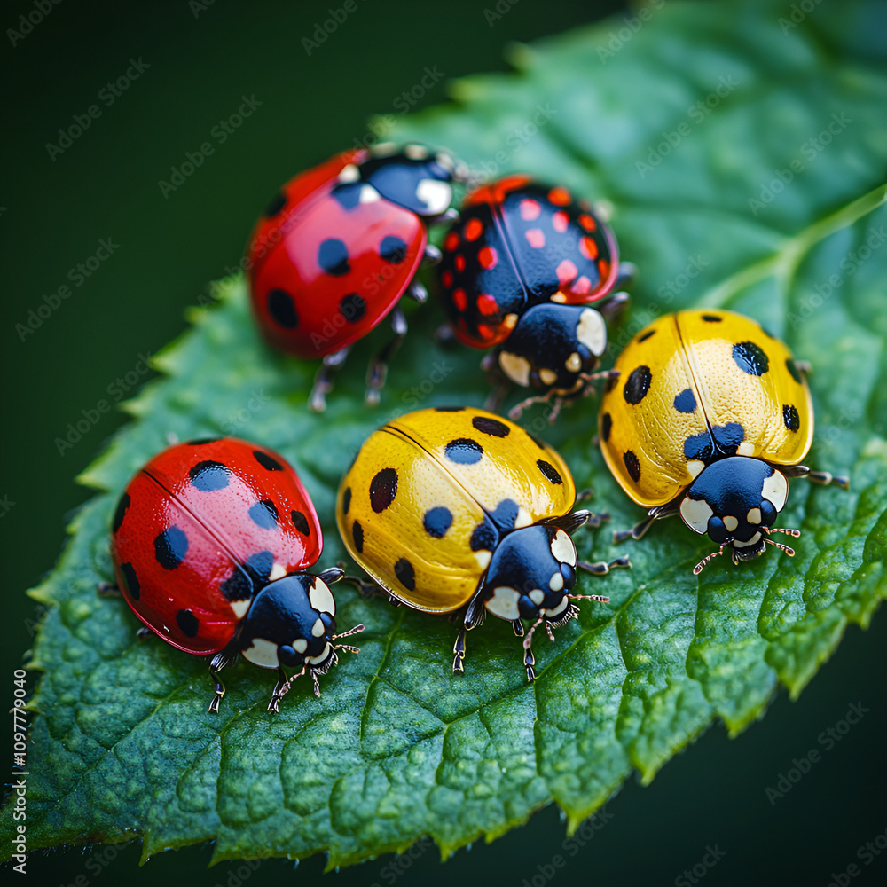 Obraz premium ladybug on green leaf