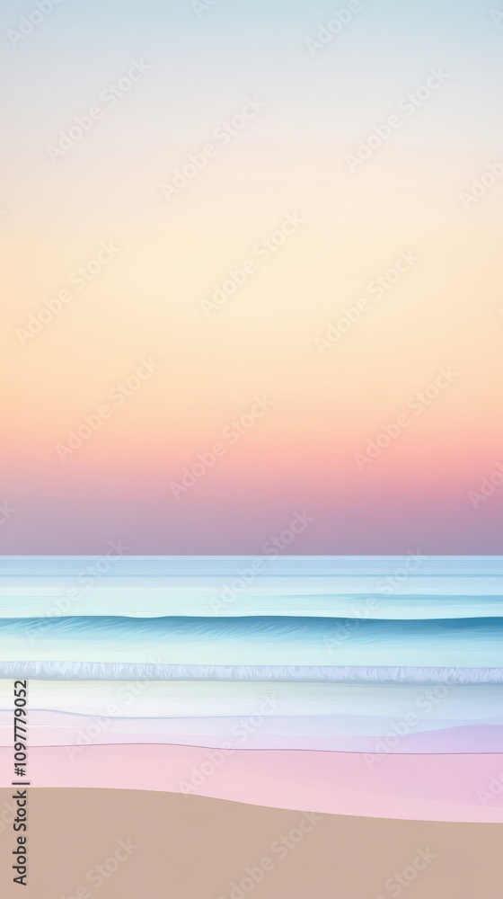A serene beach at dusk with gentle waves and a pastel sky blending pink, blue, and purple hues. A serene beach at dusk with gentle waves and a pastel sky blending pink, blue, and purple hues.