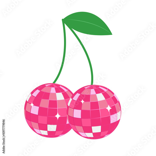 Disco ball cherry vector illustration