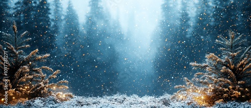 Enchanting christmas snowfall event serene forest landscape scenic nature view magical winter wonderland concept