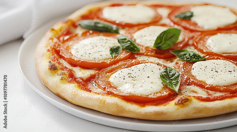 Delicious Caprese Pizza Fresh Mozzarella Tomatoes Basil Delicious Caprese Pizza Fresh Mozzarella Tomatoes Basil
