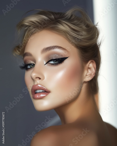 A radiant close-up portrait...