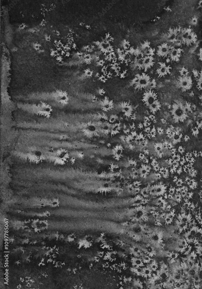 Naklejka premium watercolor ink art, abstract trees, black and white illustration