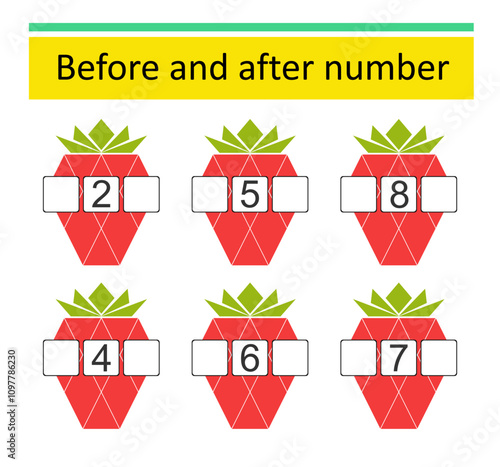 What comes Before and After. Math worksheets for kids. Number range up to 10.