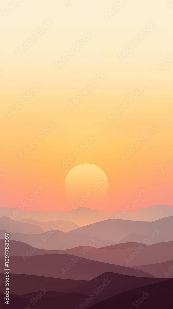 A tranquil sunset over layered hills, displaying warm hues of orange and pink in a serene landscape. A tranquil sunset over layered hills, displaying warm hues of orange and pink in a serene landscape.