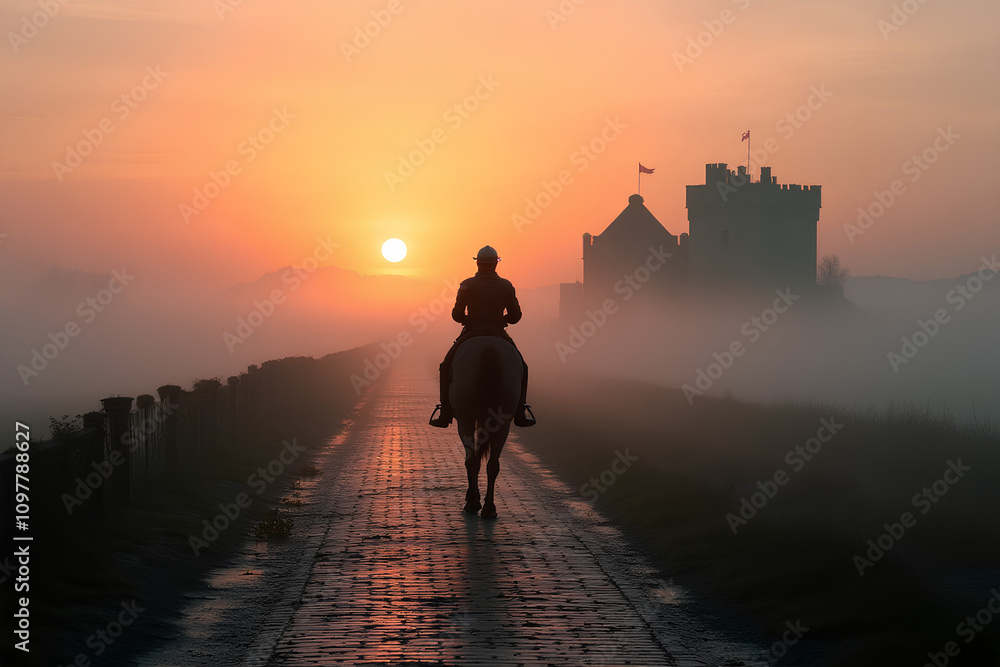 Fototapeta premium lone knight on horseback