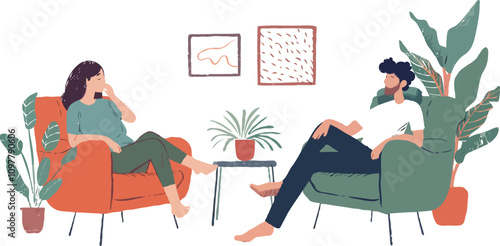 Conversational Counseling Session Vector Illustration