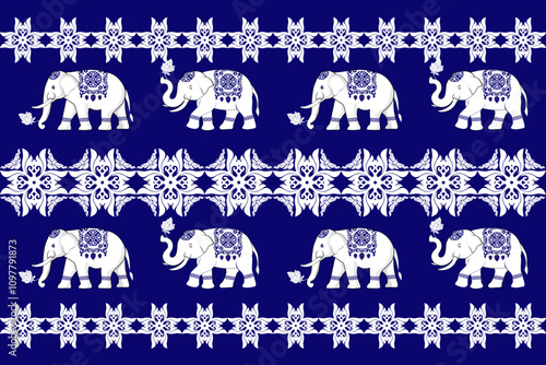 elephants pattern,thai pattern. seamless ,Traditional ethnic,thai pattern,fabric pattern for textiles,rugs, wallpaper,clothing, sarong, batik,wrap,embroidery,print,background,cover,vector illustration
