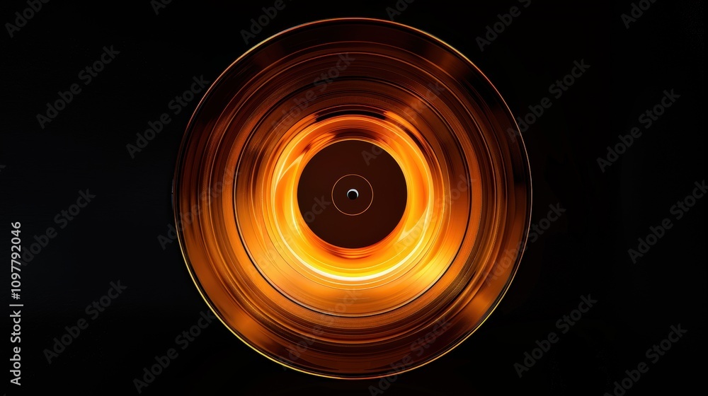Abstract orange vinyl record on a black background. Abstract orange vinyl record on a black background.
