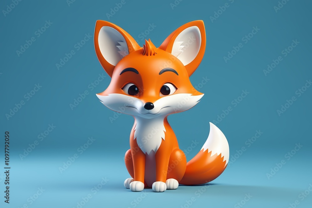 Obraz premium there is a small toy fox sitting on a blue surface