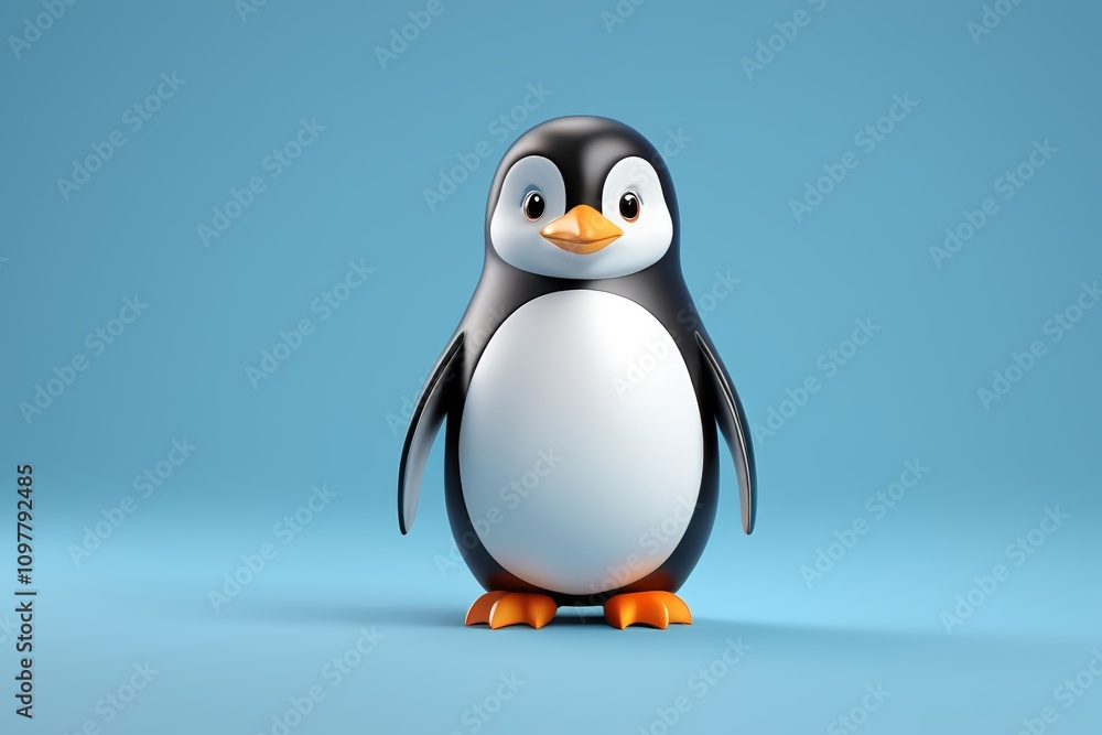 Obraz premium arafed penguin standing on a blue surface with a blue background