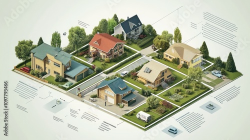 Isometric Neighborhood: Suburban Dream Homes