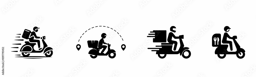 delivery icons set in vector