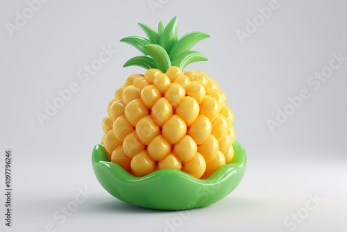 there is a yellow and green pineapple shaped object on a green plate