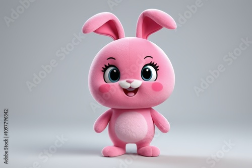 a close up of a pink bunny with big eyes and a big nose photo