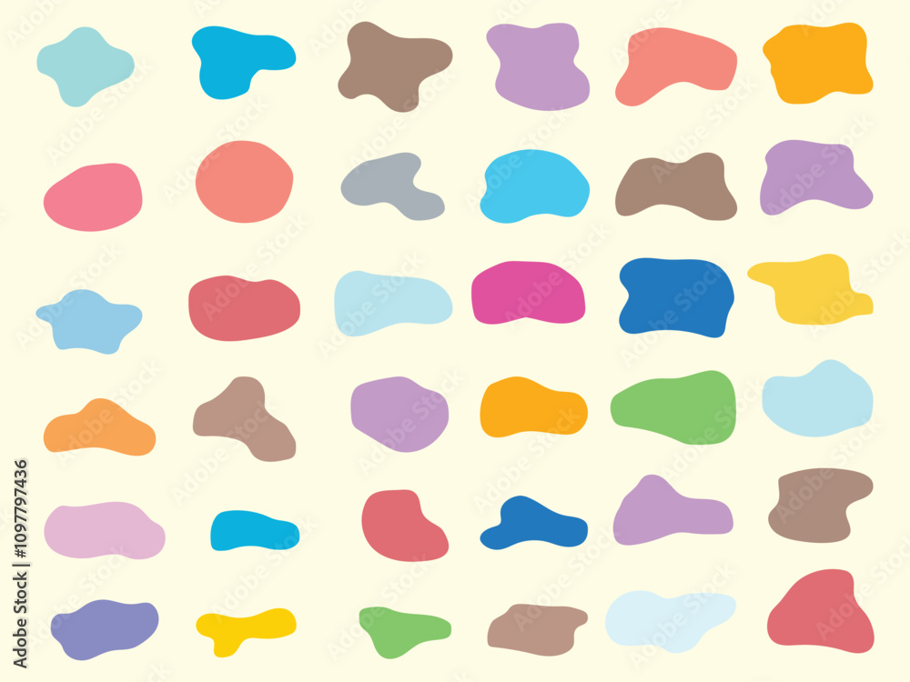 Big set of colourful abstract shapes fluid hand drawn organic shapes vector shape creative element Big set of colourful abstract shapes fluid hand drawn organic shapes vector shape creative element