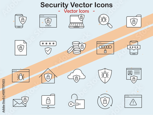 Icons illustrating security measures and tools