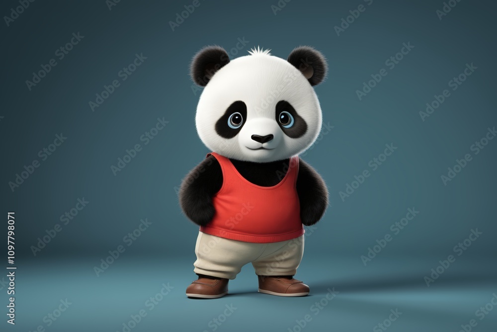 a close up of a panda bear wearing a red shirt a close up of a panda bear wearing a red shirt