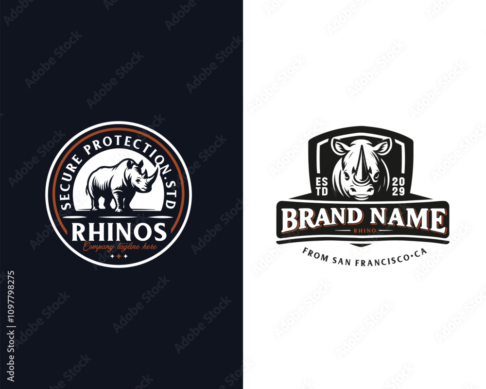 Fototapeta premium Vector simple modern Logo Illustration Rhino wild gaming and for business