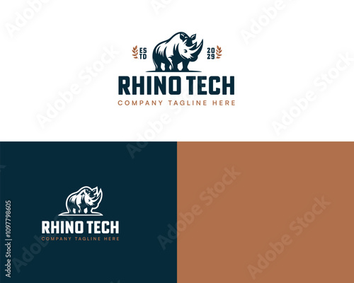 Vector simple modern Logo Illustration Rhino wild gaming and for business photo